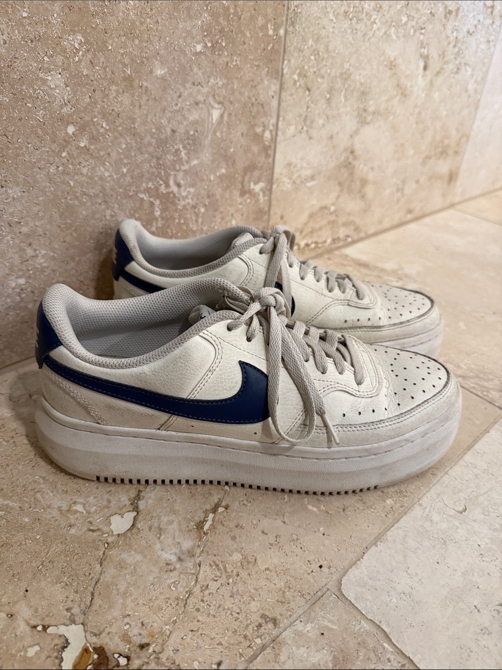 Nike Court Vision Alta Platform Sneakers with Navy Swoosh